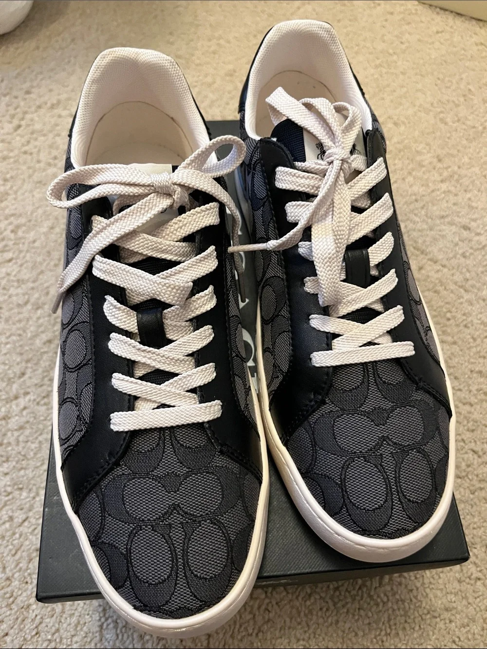 New in Box Coach Black Signature Jacquard Low-Top Men's Sneaker